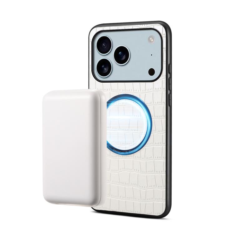 Denior A09 Étui de téléphone magnétique en cuir vegan PU texture crocodile, pour iPhone 17 Pro Max, pour iPhone 17 Pro