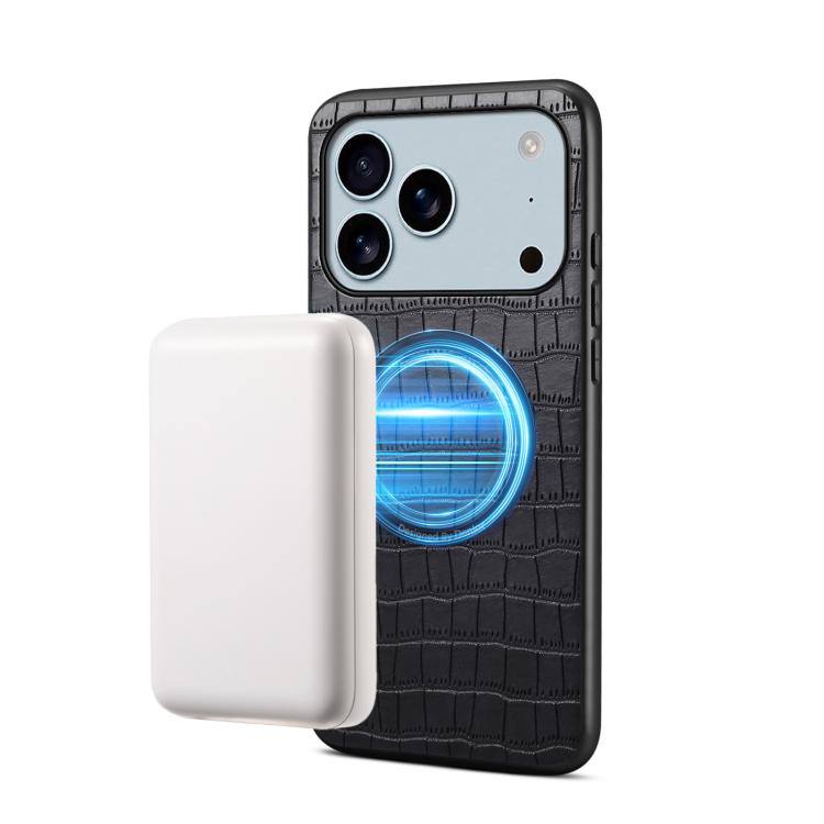 Denior A09 Étui de téléphone magnétique en cuir vegan PU texture crocodile, pour iPhone 17 Pro Max, pour iPhone 17 Pro
