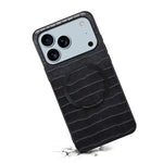 Denior A09 Étui de téléphone magnétique en cuir vegan PU texture crocodile, pour iPhone 17 Pro Max, pour iPhone 17 Pro