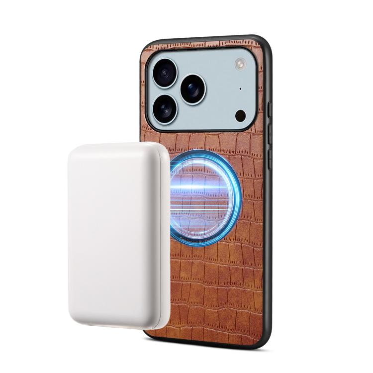 Denior A09 Étui de téléphone magnétique en cuir vegan PU texture crocodile, pour iPhone 17 Pro Max, pour iPhone 17 Pro