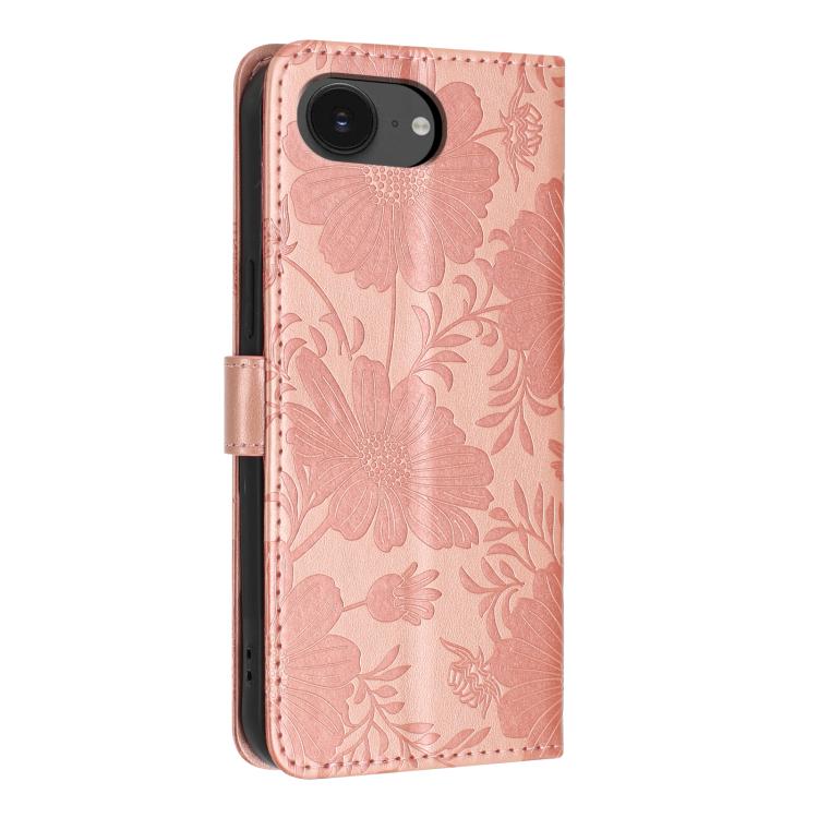 Étui de téléphone en cuir végétalien gaufré tournesol avec petite corde noire, Pour iPhone 16e / 17e, Pour iPhone 17 Pro Max, Pour iPhone 17 Pro, Pour iPhone 17, Pour iPhone Air, Pour iPhone 16 Pro Max, Pour iPhone 16 Pro, Pour iPhone 16 Plus