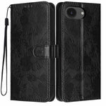 Étui de téléphone en cuir végétalien gaufré tournesol avec petite corde noire, Pour iPhone 16e / 17e, Pour iPhone 17 Pro Max, Pour iPhone 17 Pro, Pour iPhone 17, Pour iPhone Air, Pour iPhone 16 Pro Max, Pour iPhone 16 Pro, Pour iPhone 16 Plus