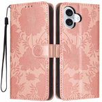 Étui de téléphone en cuir végétalien gaufré tournesol avec petite corde noire, Pour iPhone 16e / 17e, Pour iPhone 17 Pro Max, Pour iPhone 17 Pro, Pour iPhone 17, Pour iPhone Air, Pour iPhone 16 Pro Max, Pour iPhone 16 Pro, Pour iPhone 16 Plus