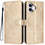 Étui de téléphone en cuir végétalien gaufré tournesol avec petite corde noire, Pour iPhone 16e / 17e, Pour iPhone 17 Pro Max, Pour iPhone 17 Pro, Pour iPhone 17, Pour iPhone Air, Pour iPhone 16 Pro Max, Pour iPhone 16 Pro, Pour iPhone 16 Plus