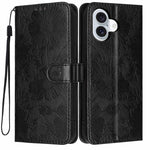 Étui de téléphone en cuir végétalien gaufré tournesol avec petite corde noire, Pour iPhone 16e / 17e, Pour iPhone 17 Pro Max, Pour iPhone 17 Pro, Pour iPhone 17, Pour iPhone Air, Pour iPhone 16 Pro Max, Pour iPhone 16 Pro, Pour iPhone 16 Plus