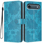 Étui de téléphone en cuir végétalien gaufré tournesol avec petite corde noire, Pour iPhone 16e / 17e, Pour iPhone 17 Pro Max, Pour iPhone 17 Pro, Pour iPhone 17, Pour iPhone Air, Pour iPhone 16 Pro Max, Pour iPhone 16 Pro, Pour iPhone 16 Plus