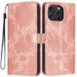 Étui de téléphone en cuir végétalien gaufré tournesol avec petite corde noire, Pour iPhone 16e / 17e, Pour iPhone 17 Pro Max, Pour iPhone 17 Pro, Pour iPhone 17, Pour iPhone Air, Pour iPhone 16 Pro Max, Pour iPhone 16 Pro, Pour iPhone 16 Plus