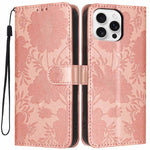 Étui de téléphone en cuir végétalien gaufré tournesol avec petite corde noire, Pour iPhone 16e / 17e, Pour iPhone 17 Pro Max, Pour iPhone 17 Pro, Pour iPhone 17, Pour iPhone Air, Pour iPhone 16 Pro Max, Pour iPhone 16 Pro, Pour iPhone 16 Plus
