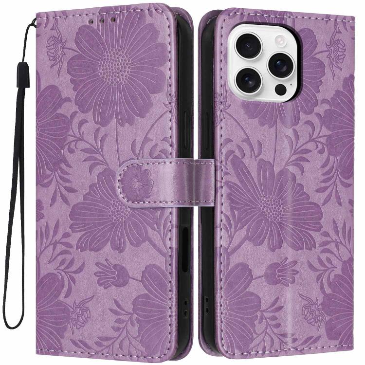 Étui de téléphone en cuir végétalien gaufré tournesol avec petite corde noire, Pour iPhone 16e / 17e, Pour iPhone 17 Pro Max, Pour iPhone 17 Pro, Pour iPhone 17, Pour iPhone Air, Pour iPhone 16 Pro Max, Pour iPhone 16 Pro, Pour iPhone 16 Plus