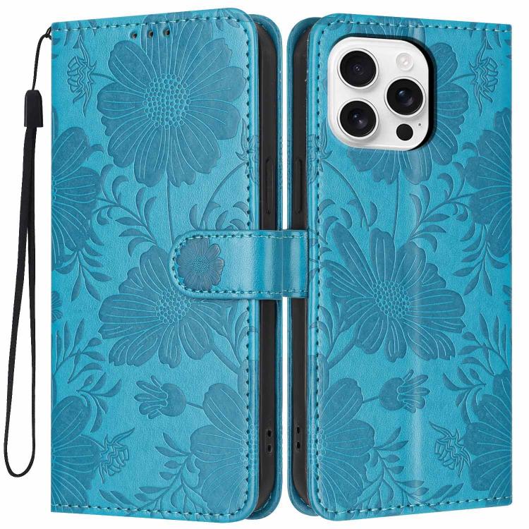 Étui de téléphone en cuir végétalien gaufré tournesol avec petite corde noire, Pour iPhone 16e / 17e, Pour iPhone 17 Pro Max, Pour iPhone 17 Pro, Pour iPhone 17, Pour iPhone Air, Pour iPhone 16 Pro Max, Pour iPhone 16 Pro, Pour iPhone 16 Plus