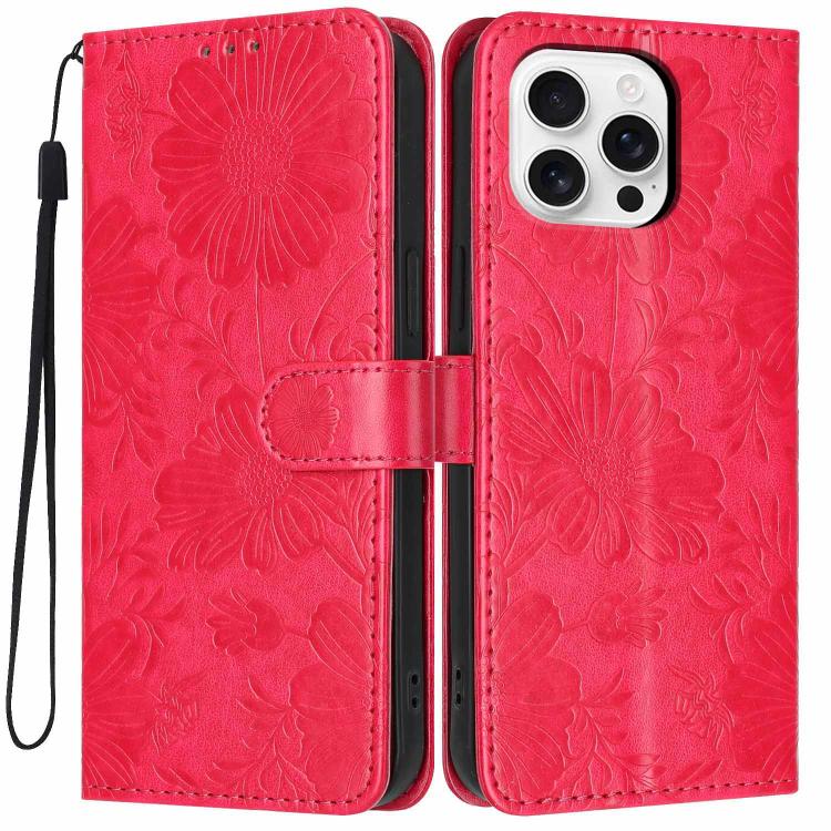 Étui de téléphone en cuir végétalien gaufré tournesol avec petite corde noire, Pour iPhone 16e / 17e, Pour iPhone 17 Pro Max, Pour iPhone 17 Pro, Pour iPhone 17, Pour iPhone Air, Pour iPhone 16 Pro Max, Pour iPhone 16 Pro, Pour iPhone 16 Plus