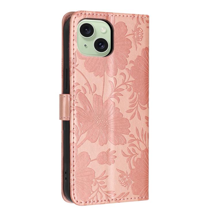 Coque de téléphone en cuir végétalien gaufré tournesol avec petite corde noire, Pour iPhone 14 Pro Max, Pour iPhone 13 Pro Max, Pour iPhone 13 Pro, Pour iPhone 13, Pour iPhone 12 / 12 Pro, Pour iPhone 12 Pro Max, Pour iPhone 11 Pro Max, Pour iPhone 11