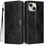 Coque de téléphone en cuir végétalien gaufré tournesol avec petite corde noire, Pour iPhone 14 Pro Max, Pour iPhone 13 Pro Max, Pour iPhone 13 Pro, Pour iPhone 13, Pour iPhone 12 / 12 Pro, Pour iPhone 12 Pro Max, Pour iPhone 11 Pro Max, Pour iPhone 11