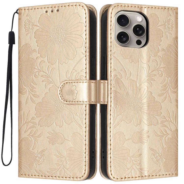 Coque de téléphone en cuir végétalien gaufré tournesol avec petite corde noire, Pour iPhone 14 Pro Max, Pour iPhone 13 Pro Max, Pour iPhone 13 Pro, Pour iPhone 13, Pour iPhone 12 / 12 Pro, Pour iPhone 12 Pro Max, Pour iPhone 11 Pro Max, Pour iPhone 11
