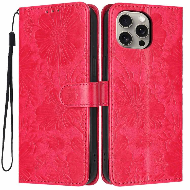 Coque de téléphone en cuir végétalien gaufré tournesol avec petite corde noire, Pour iPhone 14 Pro Max, Pour iPhone 13 Pro Max, Pour iPhone 13 Pro, Pour iPhone 13, Pour iPhone 12 / 12 Pro, Pour iPhone 12 Pro Max, Pour iPhone 11 Pro Max, Pour iPhone 11