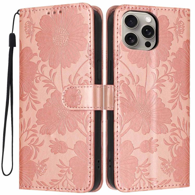 Coque de téléphone en cuir végétalien gaufré tournesol avec petite corde noire, Pour iPhone 14 Pro Max, Pour iPhone 13 Pro Max, Pour iPhone 13 Pro, Pour iPhone 13, Pour iPhone 12 / 12 Pro, Pour iPhone 12 Pro Max, Pour iPhone 11 Pro Max, Pour iPhone 11