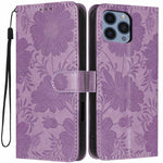 Coque de téléphone en cuir végétalien gaufré tournesol avec petite corde noire, Pour iPhone 14 Pro Max, Pour iPhone 13 Pro Max, Pour iPhone 13 Pro, Pour iPhone 13, Pour iPhone 12 / 12 Pro, Pour iPhone 12 Pro Max, Pour iPhone 11 Pro Max, Pour iPhone 11