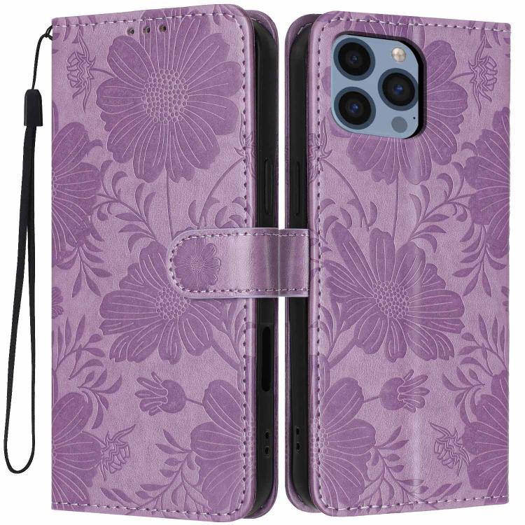Coque de téléphone en cuir végétalien gaufré tournesol avec petite corde noire, Pour iPhone 14 Pro Max, Pour iPhone 13 Pro Max, Pour iPhone 13 Pro, Pour iPhone 13, Pour iPhone 12 / 12 Pro, Pour iPhone 12 Pro Max, Pour iPhone 11 Pro Max, Pour iPhone 11