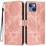 Coque de téléphone en cuir végétalien gaufré tournesol avec petite corde noire, Pour iPhone 14 Pro Max, Pour iPhone 13 Pro Max, Pour iPhone 13 Pro, Pour iPhone 13, Pour iPhone 12 / 12 Pro, Pour iPhone 12 Pro Max, Pour iPhone 11 Pro Max, Pour iPhone 11
