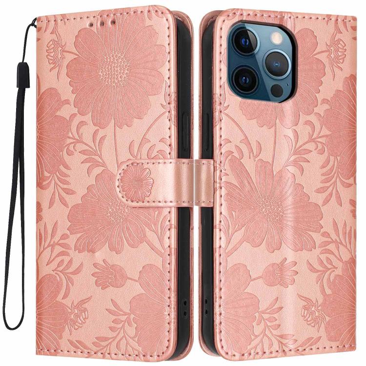 Coque de téléphone en cuir végétalien gaufré tournesol avec petite corde noire, Pour iPhone 14 Pro Max, Pour iPhone 13 Pro Max, Pour iPhone 13 Pro, Pour iPhone 13, Pour iPhone 12 / 12 Pro, Pour iPhone 12 Pro Max, Pour iPhone 11 Pro Max, Pour iPhone 11