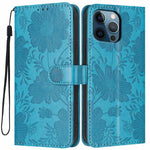 Coque de téléphone en cuir végétalien gaufré tournesol avec petite corde noire, Pour iPhone 14 Pro Max, Pour iPhone 13 Pro Max, Pour iPhone 13 Pro, Pour iPhone 13, Pour iPhone 12 / 12 Pro, Pour iPhone 12 Pro Max, Pour iPhone 11 Pro Max, Pour iPhone 11