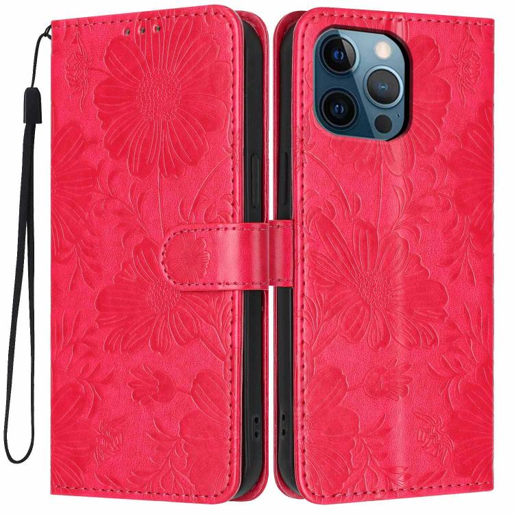 Coque de téléphone en cuir végétalien gaufré tournesol avec petite corde noire, Pour iPhone 14 Pro Max, Pour iPhone 13 Pro Max, Pour iPhone 13 Pro, Pour iPhone 13, Pour iPhone 12 / 12 Pro, Pour iPhone 12 Pro Max, Pour iPhone 11 Pro Max, Pour iPhone 11