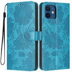 Coque de téléphone en cuir végétalien gaufré tournesol avec petite corde noire, Pour iPhone 14 Pro Max, Pour iPhone 13 Pro Max, Pour iPhone 13 Pro, Pour iPhone 13, Pour iPhone 12 / 12 Pro, Pour iPhone 12 Pro Max, Pour iPhone 11 Pro Max, Pour iPhone 11