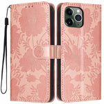 Coque de téléphone en cuir végétalien gaufré tournesol avec petite corde noire, Pour iPhone 14 Pro Max, Pour iPhone 13 Pro Max, Pour iPhone 13 Pro, Pour iPhone 13, Pour iPhone 12 / 12 Pro, Pour iPhone 12 Pro Max, Pour iPhone 11 Pro Max, Pour iPhone 11