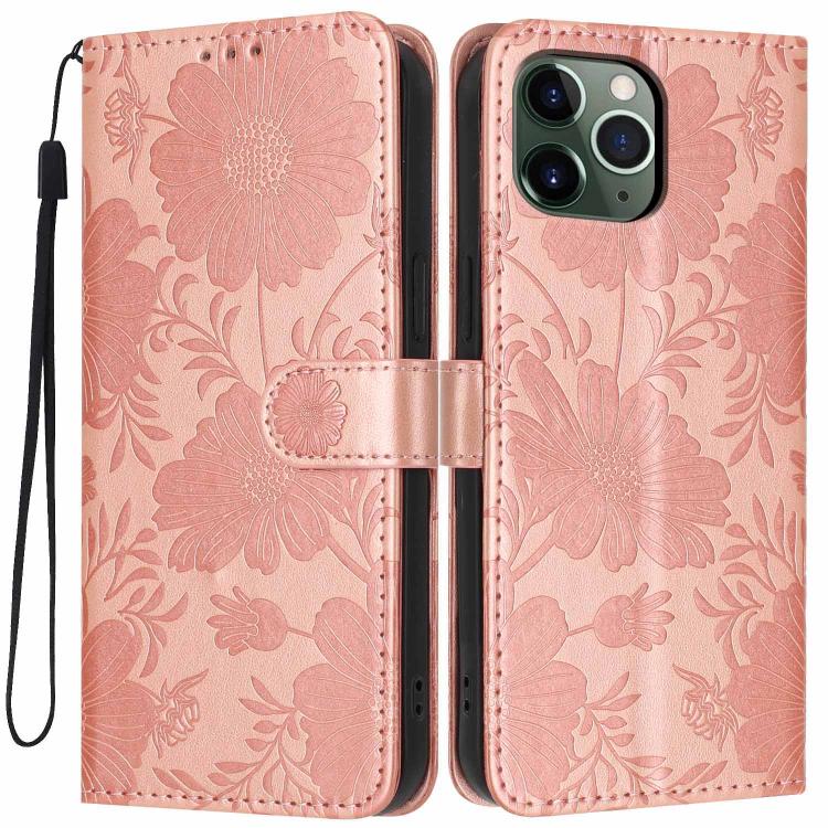Coque de téléphone en cuir végétalien gaufré tournesol avec petite corde noire, Pour iPhone 14 Pro Max, Pour iPhone 13 Pro Max, Pour iPhone 13 Pro, Pour iPhone 13, Pour iPhone 12 / 12 Pro, Pour iPhone 12 Pro Max, Pour iPhone 11 Pro Max, Pour iPhone 11