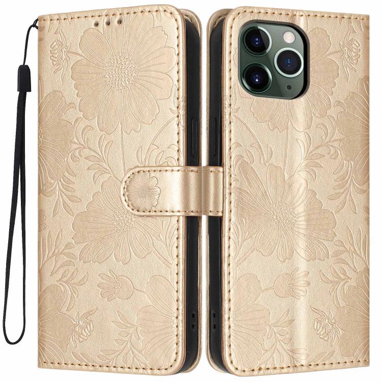 Coque de téléphone en cuir végétalien gaufré tournesol avec petite corde noire, Pour iPhone 14 Pro Max, Pour iPhone 13 Pro Max, Pour iPhone 13 Pro, Pour iPhone 13, Pour iPhone 12 / 12 Pro, Pour iPhone 12 Pro Max, Pour iPhone 11 Pro Max, Pour iPhone 11