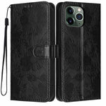 Coque de téléphone en cuir végétalien gaufré tournesol avec petite corde noire, Pour iPhone 14 Pro Max, Pour iPhone 13 Pro Max, Pour iPhone 13 Pro, Pour iPhone 13, Pour iPhone 12 / 12 Pro, Pour iPhone 12 Pro Max, Pour iPhone 11 Pro Max, Pour iPhone 11