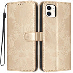 Coque de téléphone en cuir végétalien gaufré tournesol avec petite corde noire, Pour iPhone 14 Pro Max, Pour iPhone 13 Pro Max, Pour iPhone 13 Pro, Pour iPhone 13, Pour iPhone 12 / 12 Pro, Pour iPhone 12 Pro Max, Pour iPhone 11 Pro Max, Pour iPhone 11
