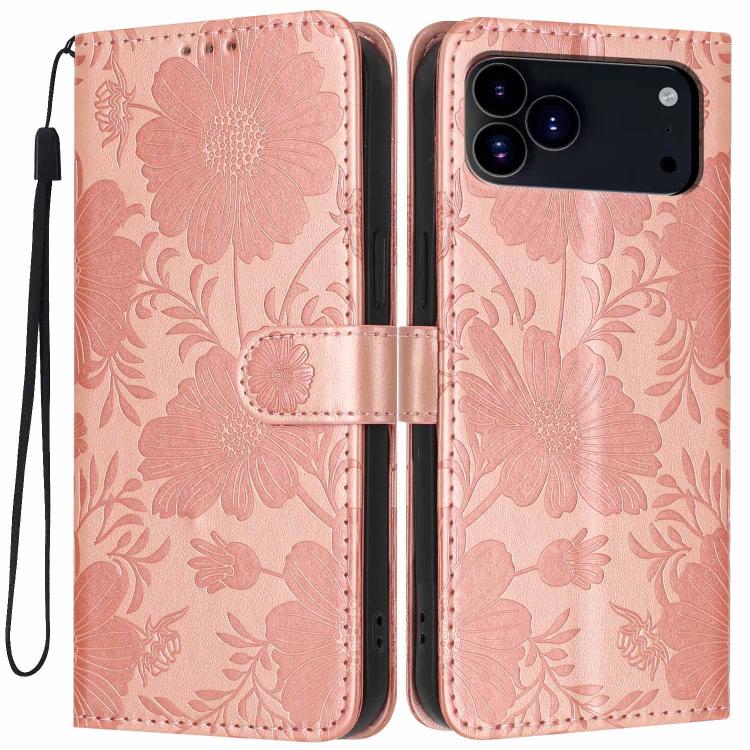 Étui de téléphone en cuir végétalien gaufré tournesol avec petite corde noire, Pour iPhone 16e / 17e, Pour iPhone 17 Pro Max, Pour iPhone 17 Pro, Pour iPhone 17, Pour iPhone Air, Pour iPhone 16 Pro Max, Pour iPhone 16 Pro, Pour iPhone 16 Plus
