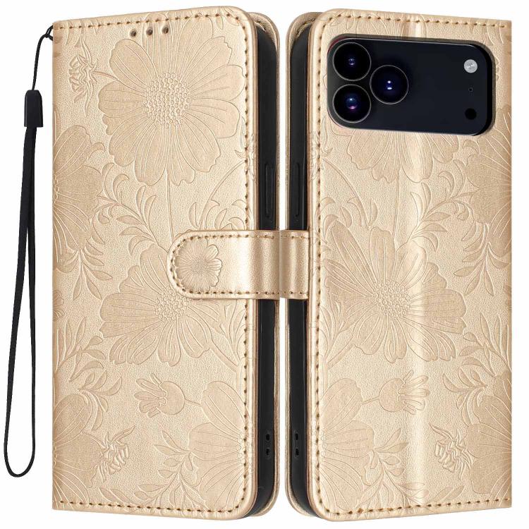 Étui de téléphone en cuir végétalien gaufré tournesol avec petite corde noire, Pour iPhone 16e / 17e, Pour iPhone 17 Pro Max, Pour iPhone 17 Pro, Pour iPhone 17, Pour iPhone Air, Pour iPhone 16 Pro Max, Pour iPhone 16 Pro, Pour iPhone 16 Plus