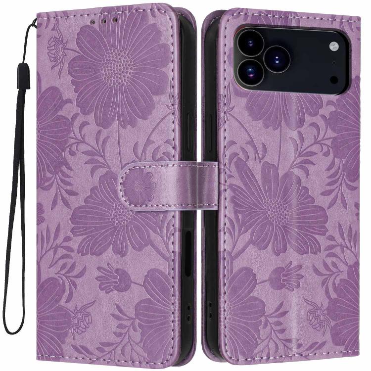 Étui de téléphone en cuir végétalien gaufré tournesol avec petite corde noire, Pour iPhone 16e / 17e, Pour iPhone 17 Pro Max, Pour iPhone 17 Pro, Pour iPhone 17, Pour iPhone Air, Pour iPhone 16 Pro Max, Pour iPhone 16 Pro, Pour iPhone 16 Plus