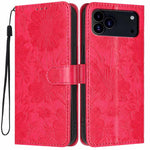 Étui de téléphone en cuir végétalien gaufré tournesol avec petite corde noire, Pour iPhone 16e / 17e, Pour iPhone 17 Pro Max, Pour iPhone 17 Pro, Pour iPhone 17, Pour iPhone Air, Pour iPhone 16 Pro Max, Pour iPhone 16 Pro, Pour iPhone 16 Plus