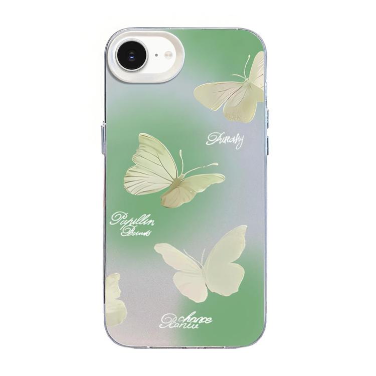Coque de téléphone hybride PC et TPU, motif papillon, placage argenté, pour iPhone 17e / 16e, pour iPhone 17 Pro Max, pour iPhone 17 Pro, pour iPhone 17, pour iPhone Air, pour iPhone 16 Pro Max