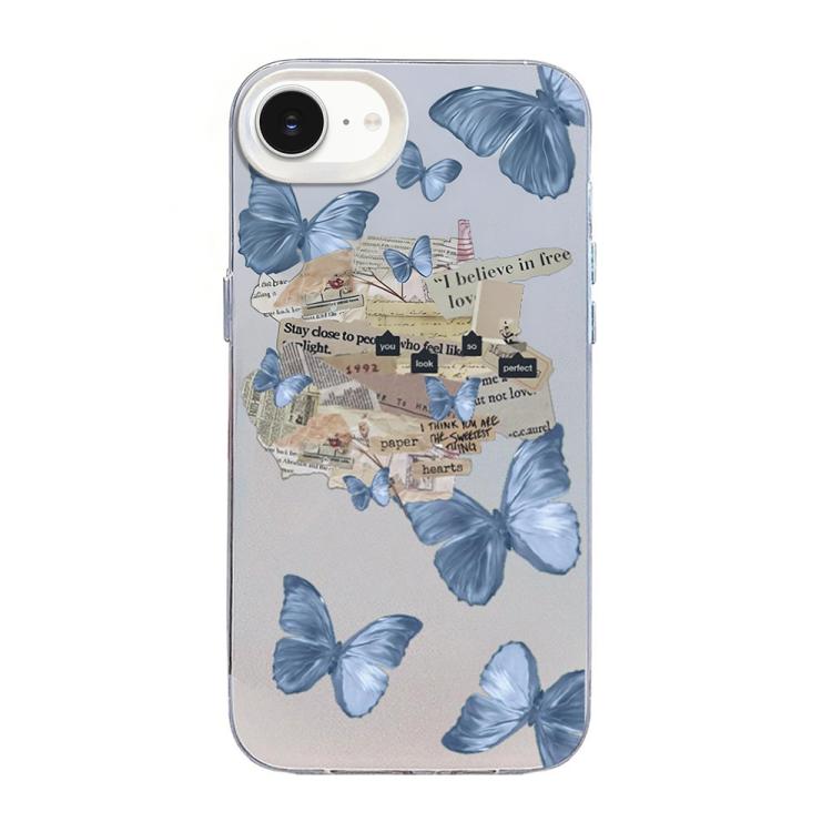 Coque de téléphone hybride PC et TPU, motif papillon, placage argenté, pour iPhone 17e / 16e, pour iPhone 17 Pro Max, pour iPhone 17 Pro, pour iPhone 17, pour iPhone Air, pour iPhone 16 Pro Max