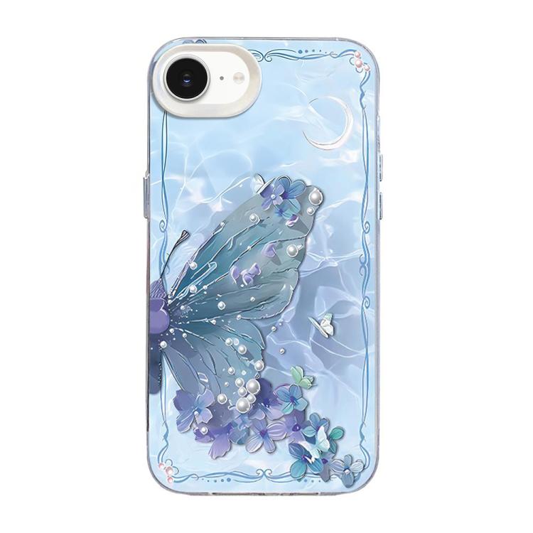 Coque de téléphone hybride PC et TPU, motif papillon, placage argenté, pour iPhone 17e / 16e, pour iPhone 17 Pro Max, pour iPhone 17 Pro, pour iPhone 17, pour iPhone Air, pour iPhone 16 Pro Max