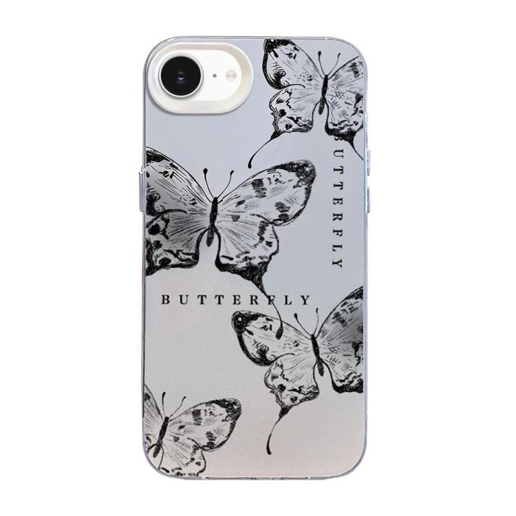 Coque de téléphone hybride PC et TPU, motif papillon, placage argenté, pour iPhone 17e / 16e, pour iPhone 17 Pro Max, pour iPhone 17 Pro, pour iPhone 17, pour iPhone Air, pour iPhone 16 Pro Max