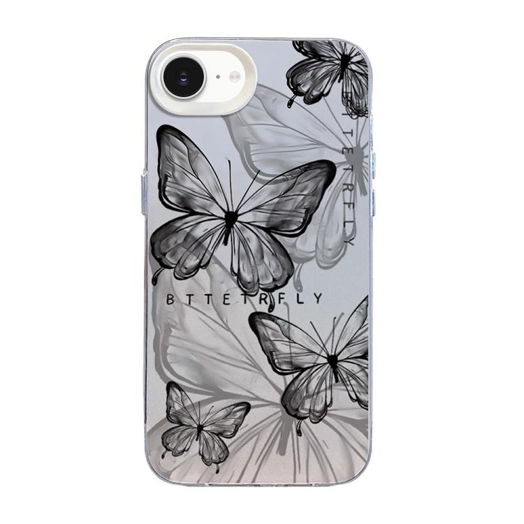 Coque de téléphone hybride PC et TPU, motif papillon, placage argenté, pour iPhone 17e / 16e, pour iPhone 17 Pro Max, pour iPhone 17 Pro, pour iPhone 17, pour iPhone Air, pour iPhone 16 Pro Max