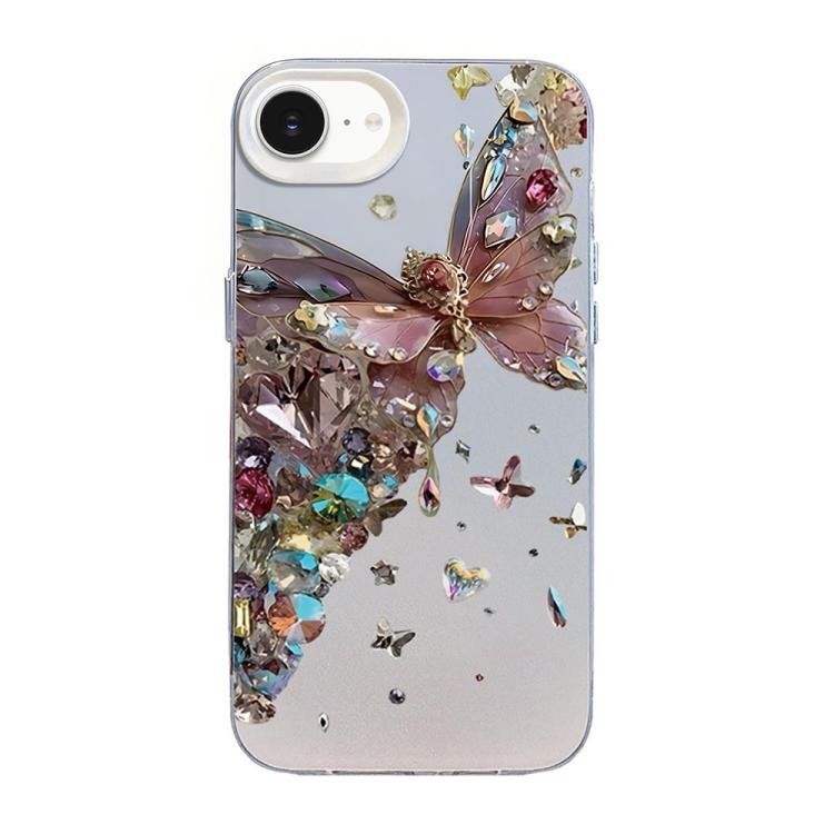 Coque de téléphone hybride PC et TPU, motif papillon, placage argenté, pour iPhone 17e / 16e, pour iPhone 17 Pro Max, pour iPhone 17 Pro, pour iPhone 17, pour iPhone Air, pour iPhone 16 Pro Max