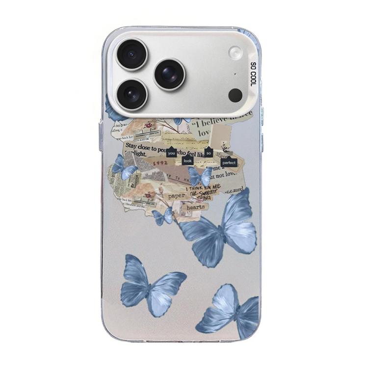 Coque de téléphone hybride PC et TPU, motif papillon, placage argenté, pour iPhone 17e / 16e, pour iPhone 17 Pro Max, pour iPhone 17 Pro, pour iPhone 17, pour iPhone Air, pour iPhone 16 Pro Max