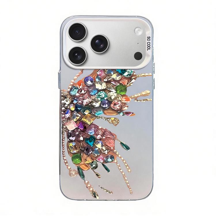 Coque de téléphone hybride PC et TPU, motif papillon, placage argenté, pour iPhone 17e / 16e, pour iPhone 17 Pro Max, pour iPhone 17 Pro, pour iPhone 17, pour iPhone Air, pour iPhone 16 Pro Max
