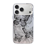 Coque de téléphone hybride PC et TPU, motif papillon, placage argenté, pour iPhone 17e / 16e, pour iPhone 17 Pro Max, pour iPhone 17 Pro, pour iPhone 17, pour iPhone Air, pour iPhone 16 Pro Max