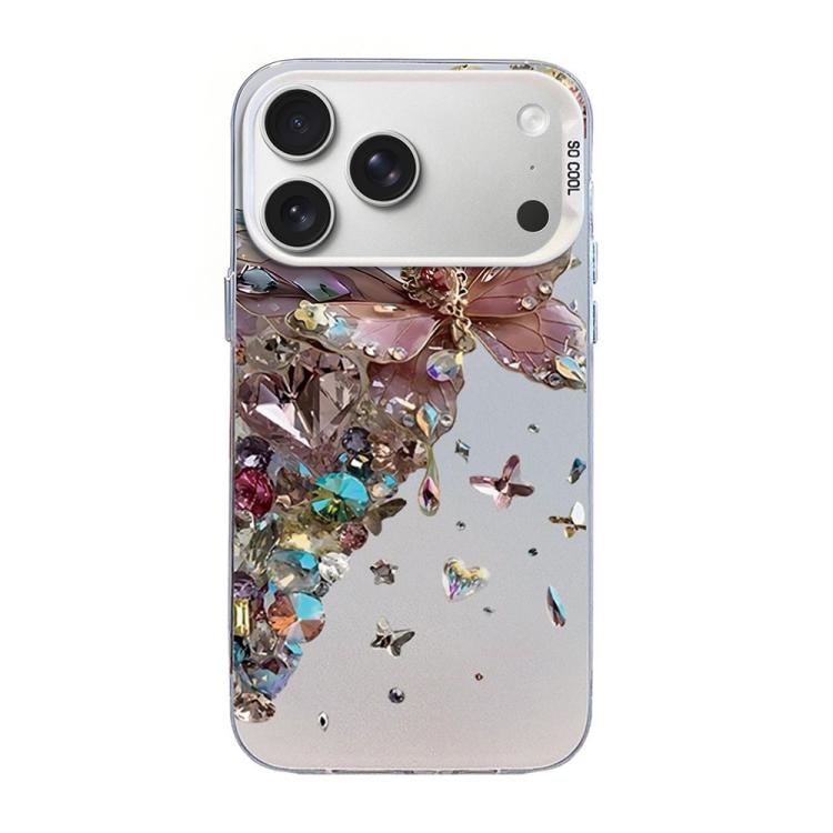 Coque de téléphone hybride PC et TPU, motif papillon, placage argenté, pour iPhone 17e / 16e, pour iPhone 17 Pro Max, pour iPhone 17 Pro, pour iPhone 17, pour iPhone Air, pour iPhone 16 Pro Max
