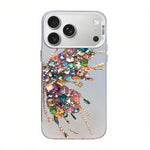 Coque de téléphone hybride PC et TPU, motif papillon, placage argenté, pour iPhone 17e / 16e, pour iPhone 17 Pro Max, pour iPhone 17 Pro, pour iPhone 17, pour iPhone Air, pour iPhone 16 Pro Max