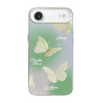 Coque de téléphone hybride PC et TPU, motif papillon, placage argenté, pour iPhone 17e / 16e, pour iPhone 17 Pro Max, pour iPhone 17 Pro, pour iPhone 17, pour iPhone Air, pour iPhone 16 Pro Max