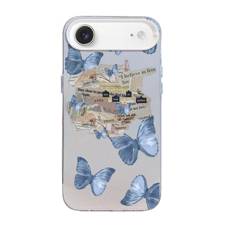 Coque de téléphone hybride PC et TPU, motif papillon, placage argenté, pour iPhone 17e / 16e, pour iPhone 17 Pro Max, pour iPhone 17 Pro, pour iPhone 17, pour iPhone Air, pour iPhone 16 Pro Max