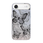 Coque de téléphone hybride PC et TPU, motif papillon, placage argenté, pour iPhone 17e / 16e, pour iPhone 17 Pro Max, pour iPhone 17 Pro, pour iPhone 17, pour iPhone Air, pour iPhone 16 Pro Max